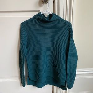 Vince Camuto XS Green Winter Cotton Acrylic Turtleneck Sweater